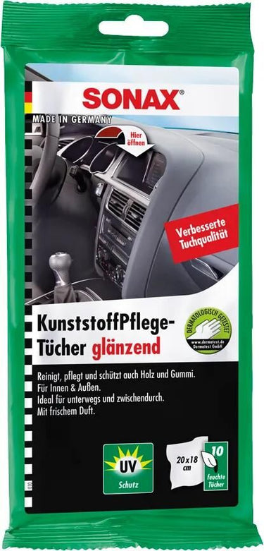Sonax kunststofonderhoudsmiddel kunststoffpflegetücher plastic cleaning cloth