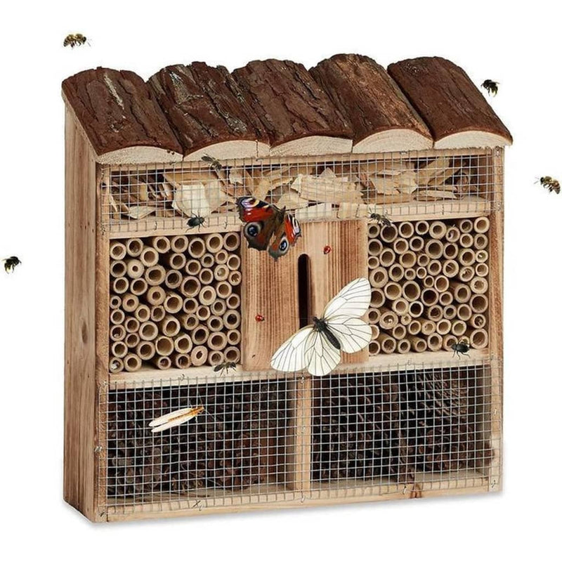 Load image into Gallery viewer, HI HI Insectenhotel 30x9,5x30 cm hout naturel
