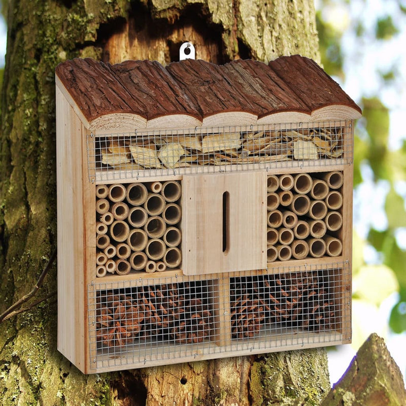 Load image into Gallery viewer, HI HI Insectenhotel 30x9,5x30 cm hout naturel
