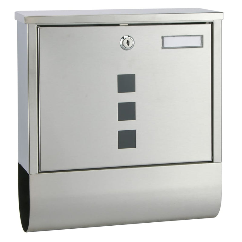 Load image into Gallery viewer, Hi brievenbus met krantenhouder 30,5x9,6x33,5 cm roestvrij staal
