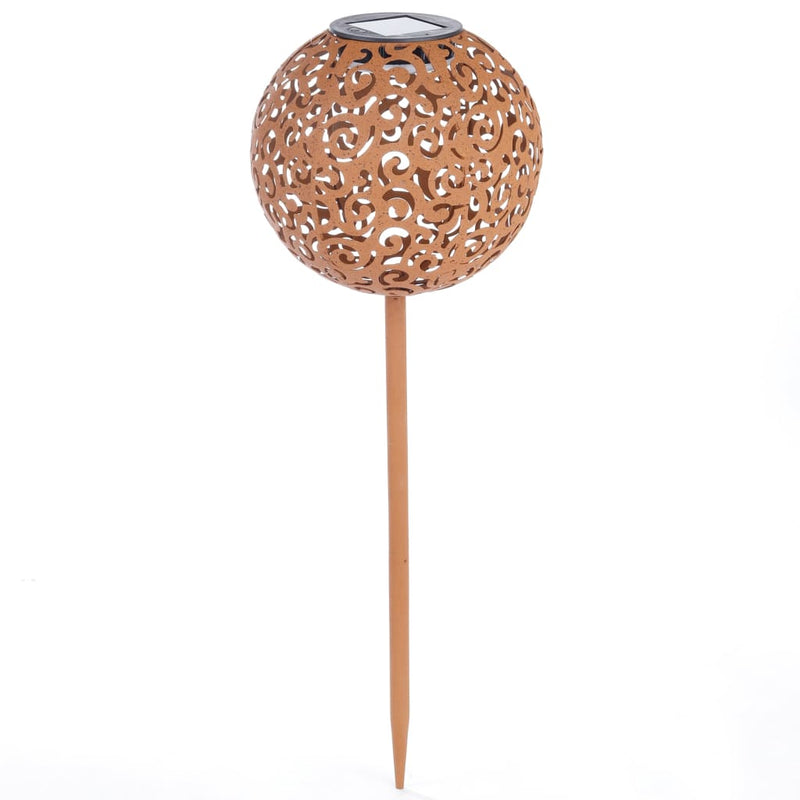 Load image into Gallery viewer, HI HI Tuinlamp solar LED bol 18 cm metaal bruin
