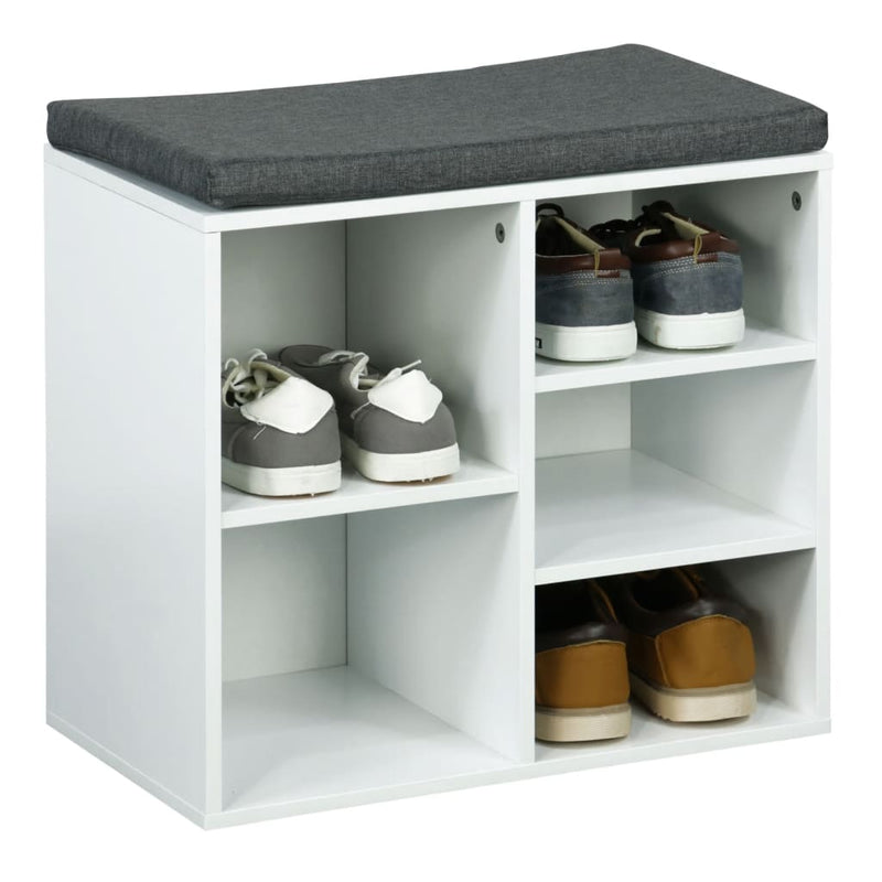 Load image into Gallery viewer, Hi schoenenrek met kussen 51,5x29x48 cm wit
