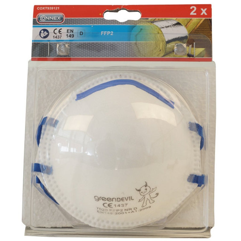 Load image into Gallery viewer, Connex ffp2 stofmaskers 2 stuks wit blauw
