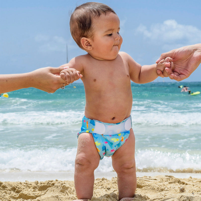 Load image into Gallery viewer, Freds swim academy wasbare zwemluier zeedieren maat 2 9-16 kg blauw
