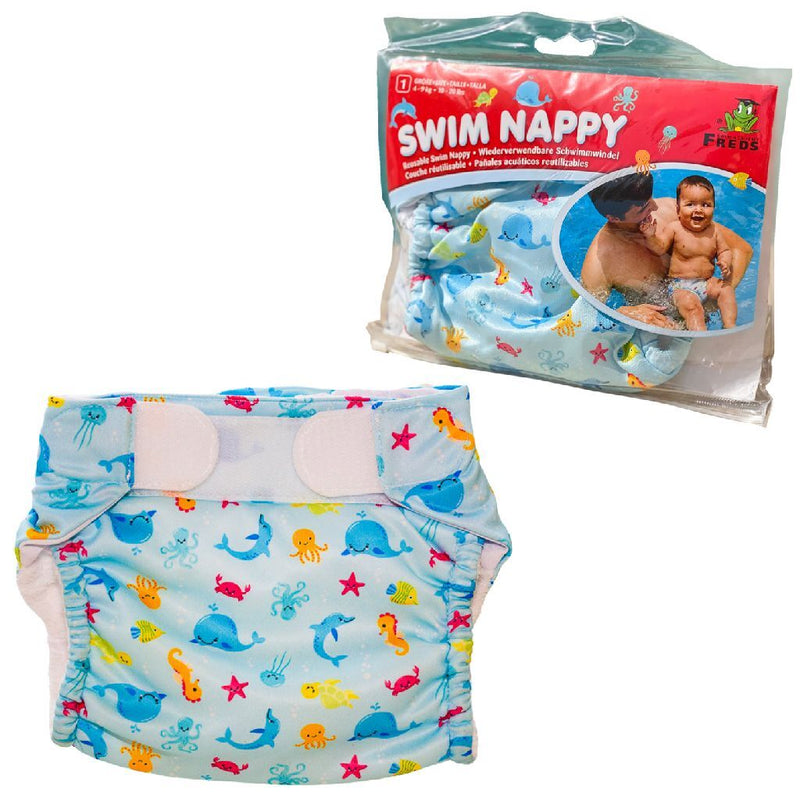 Load image into Gallery viewer, Freds swim academy wasbare zwemluier zeedieren maat 1 4-9 kg blauw
