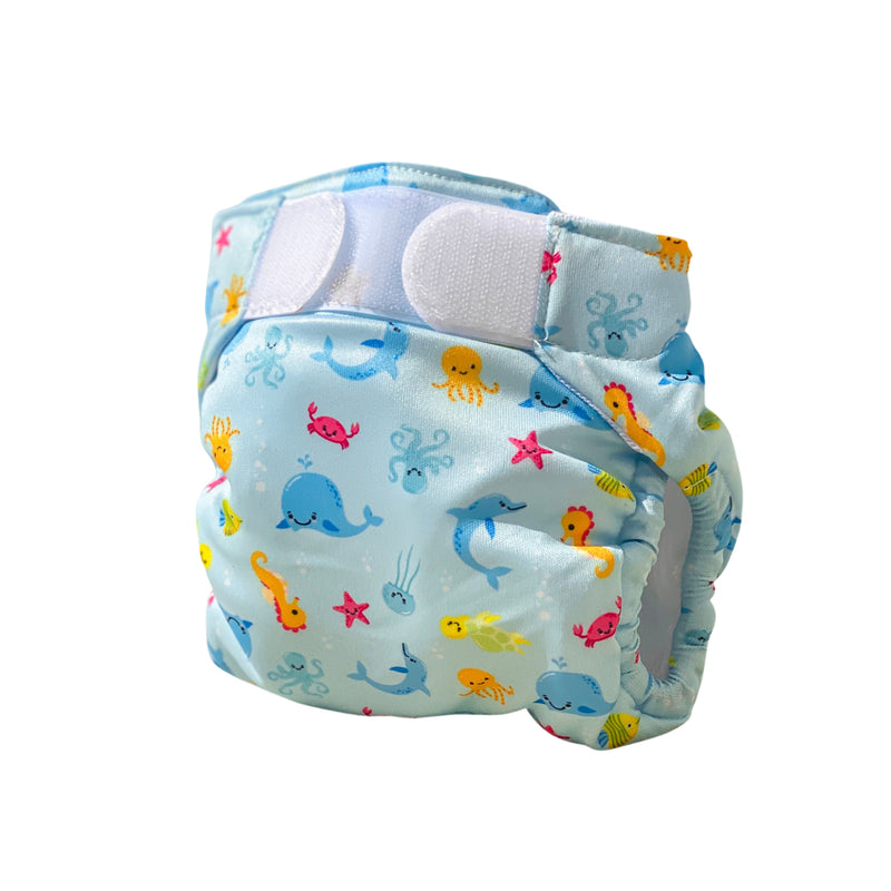Load image into Gallery viewer, Freds swim academy wasbare zwemluier zeedieren maat 1 4-9 kg blauw
