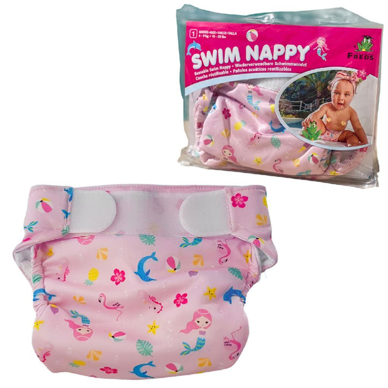 Load image into Gallery viewer, Freds swim academy wasbare zwemluier zeemeermin maat 1 4-9 kg roze
