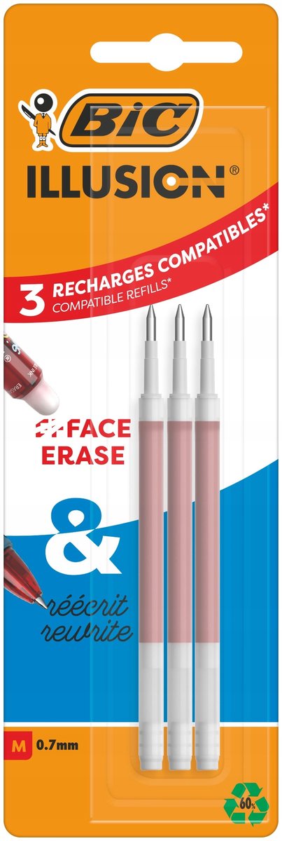 Bic illusion gel rood - 3 navullingen