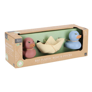 Load image into Gallery viewer, Jipy bioplastic set 2 badeendjes en 1 bootje assorti | 4 stuks
