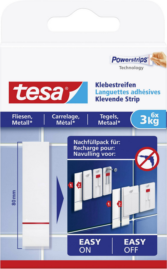Tesa powerstrips plakhaak tegels metaal 3kg - 6 stuks