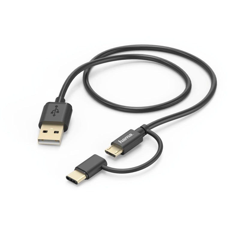 Load image into Gallery viewer, Hama 2in1-micro-usb-kabel met usb-type-c-adapter 1 m zwart
