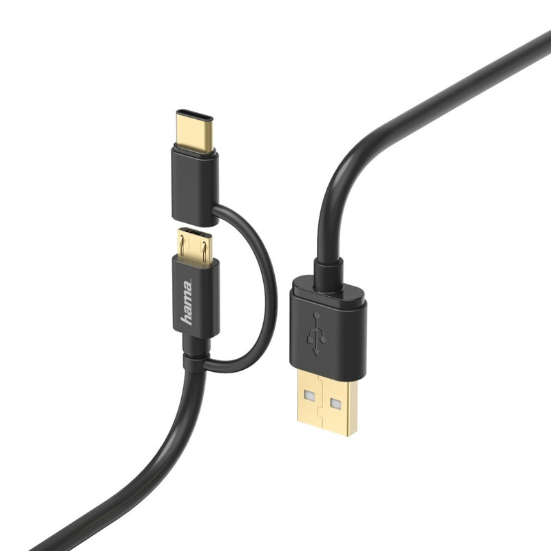 Load image into Gallery viewer, Hama 2in1-micro-usb-kabel met usb-type-c-adapter 1 m zwart
