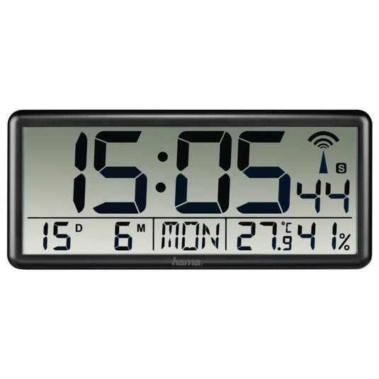 Hama digitale radiogestuurde wandklok jumbo zwart