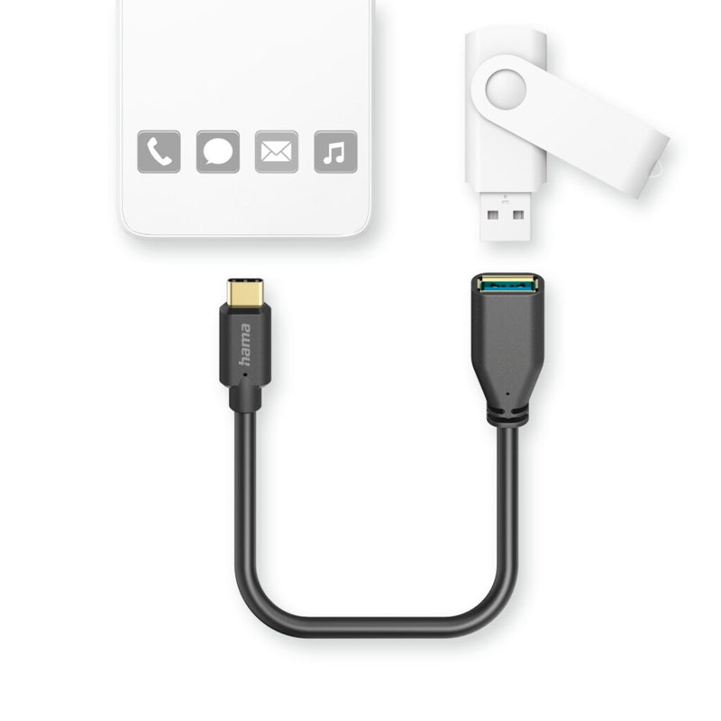 Load image into Gallery viewer, Hama usb-adapterkabel otg usb-c-stekker - usb-a-aansluiting 15 cm zwart
