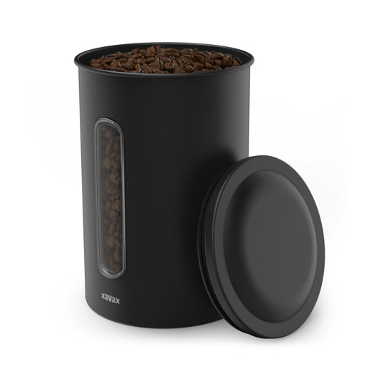 Xavax koffieblik voor 1,3 kg bonen of 1,5 kg poeder luchtdicht aromadicht zw