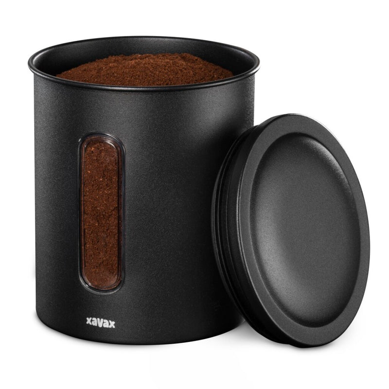 Load image into Gallery viewer, Xavax koffieblik voor 500 g bonen of 700 g poeder luchtdicht aromadicht zw
