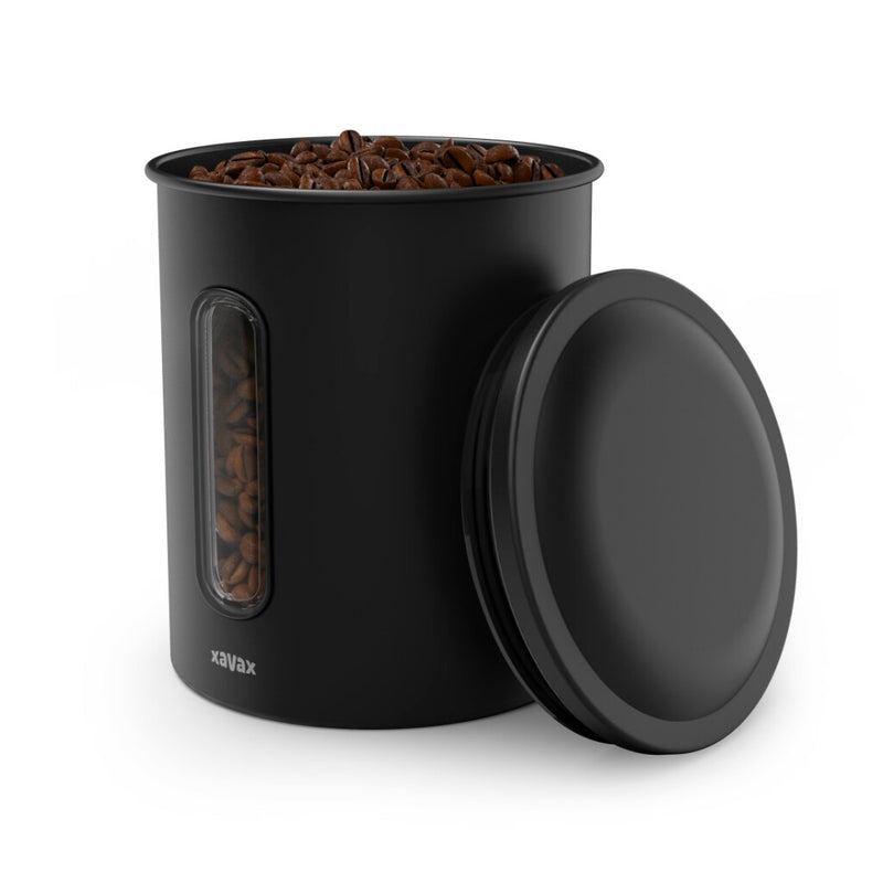 Load image into Gallery viewer, Xavax koffieblik voor 500 g bonen of 700 g poeder luchtdicht aromadicht zw
