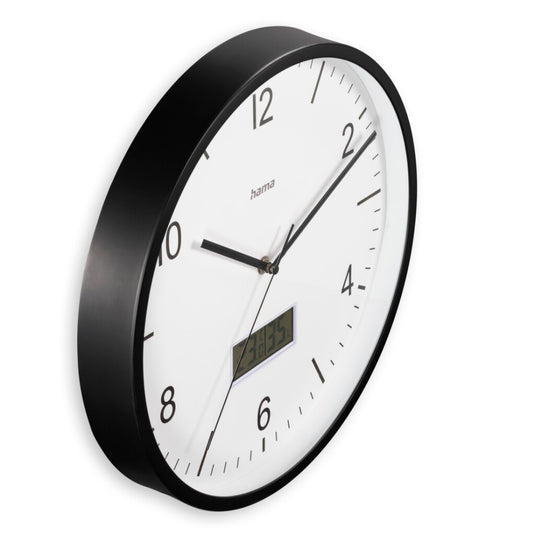 Hama dcf wandklok lanzarote tikt niet + thermometer en hygrometer 35 cm zwart wit