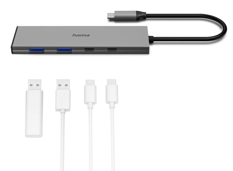 Load image into Gallery viewer, Hama usb-c-hub 4 ports 2x usb-a 2x usb-c usb 3.2 gen2 10 gbit s pd alu
