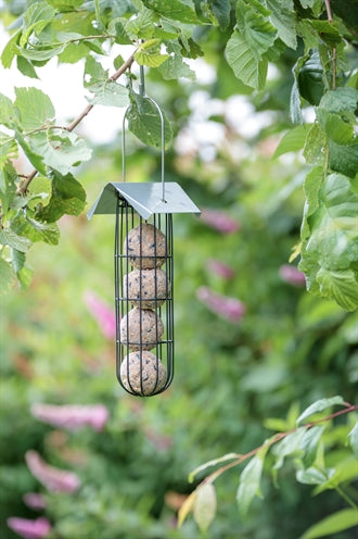 Trixie mezenbollenhouder met dak 4 bollen metaal zwart