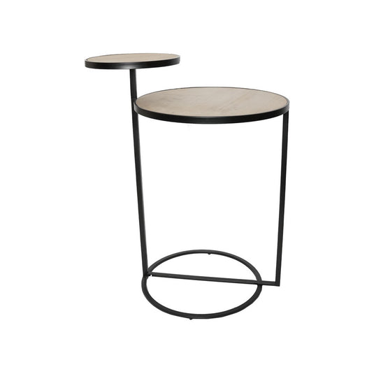 House of nature bijzettafel gubat 60cm zwart metaal naturel hout