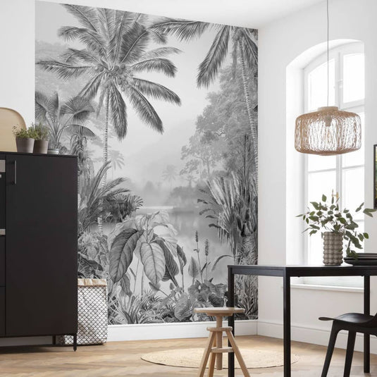 Komar fotobehang lac tropical black white 200x270 cm