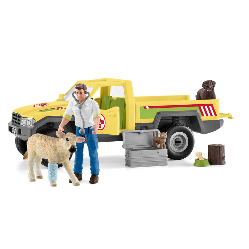 Afbeelding laden in galerijviewer, Schleich farm world speelfigurenset dierenartsbezoek op de boerderij

