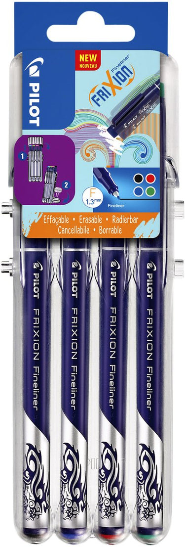 Pilot frixion uitwisbare fineliner set - 4 stuks in diverse kleuren