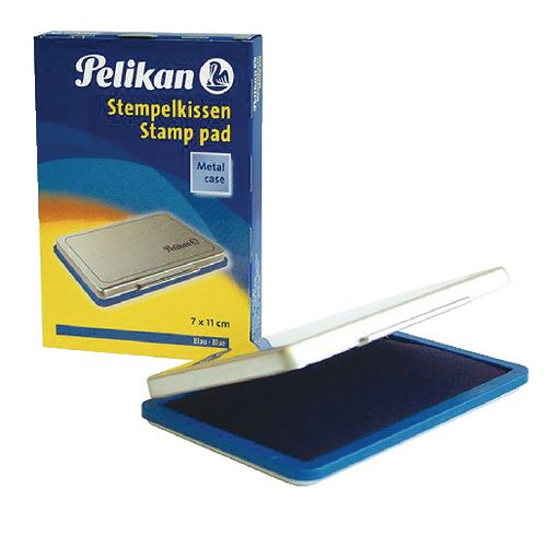 Stempelkussen pelikan zilver blauw
