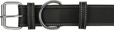 Trixie halsband hond rustic vetleer heartbeat zwart