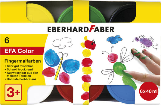 Eberhard faber ef-578606 vingerverf 6 kleuren 6x40ml