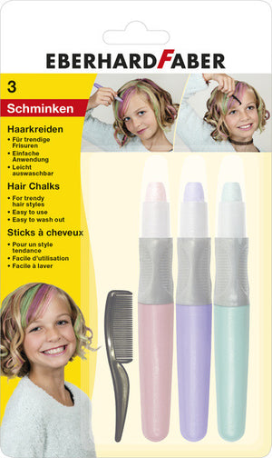 Eberhard faber haarkrijt - roze paars turquoise - set 3 stuks - ef-579202