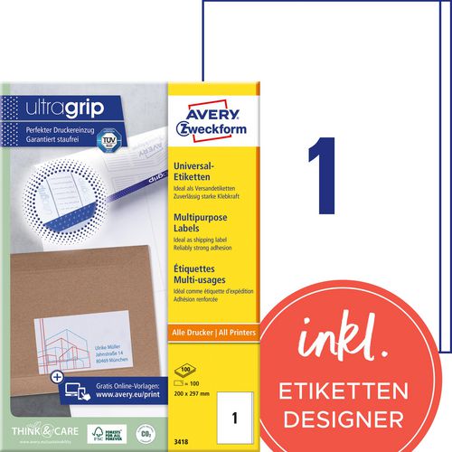 Avery multifunctionele etiketten quickpeel wit