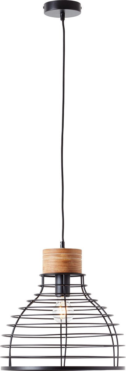 Brilliant avia - hanglamp - e27 max 1x40w - zwart houtkleur