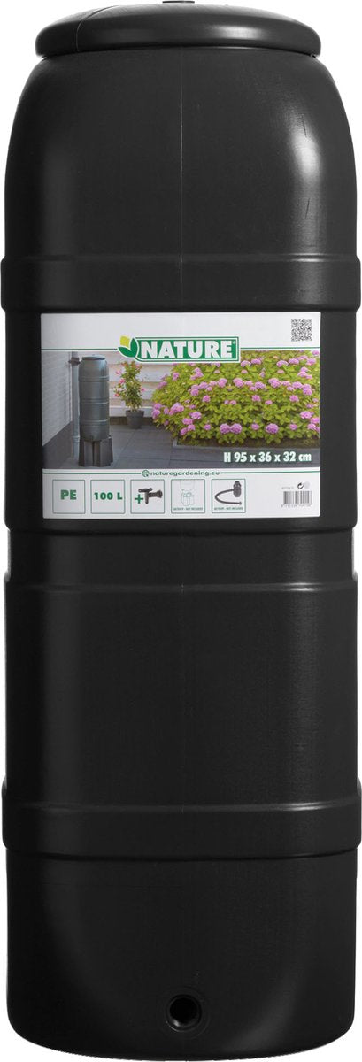 Nature - slimline - regenton - 100l - h96 x 32 x 36cm - zwart