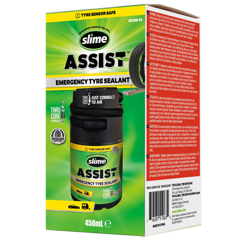 Slime assist noodafdichtmiddel voor banden 450 ml navulling smart repair plus set