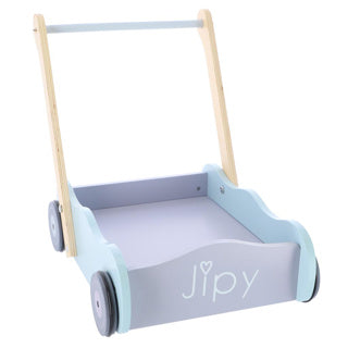 Jipy houten blokkenkar met blokken paars blauw