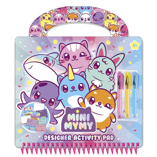 Mini mymy totum kawaii dieren designer activiteiten, teken- schrijf en stickerboek incl. 3 gelpennen en sjablonen, 25-delige set, creatief speelgoed jongens en meisjes vanaf 3 jaar