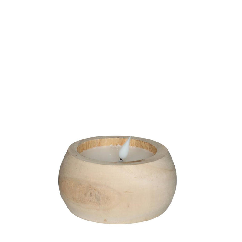 Load image into Gallery viewer, Ideas 4 seasons led kaars hout ã˜12 h.6 cm met timer bruin
