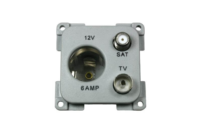 Afbeelding laden in galerijviewer, C-line 12 volt contactdoos met antenne en satelliet aansluiting grijs
