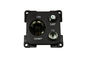 C-line 12 volt contactdoos met antenne en satelliet aansluiting zwart