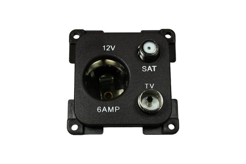 Afbeelding laden in galerijviewer, C-line 12 volt contactdoos met antenne en satelliet aansluiting zwart
