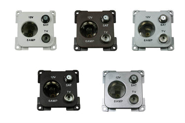 C-line 12 volt contactdoos met antenne en satelliet aansluiting zilver