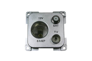 C-line 12 volt contactdoos met antenne en satelliet aansluiting zilver