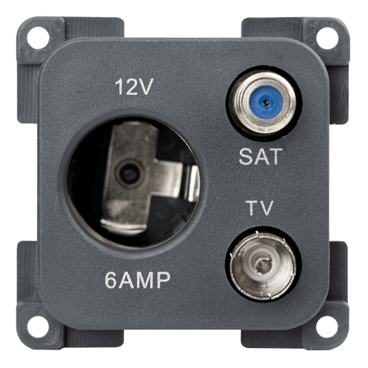 C-line 12 volt contactdoos met antenne en satelliet aansluiting antraciet