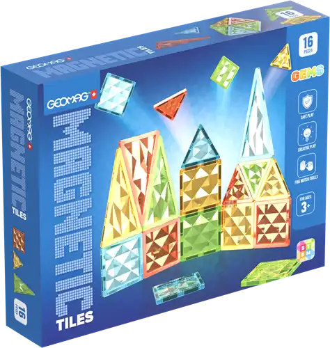Oku geomag magnetic tiles gems 16 delig