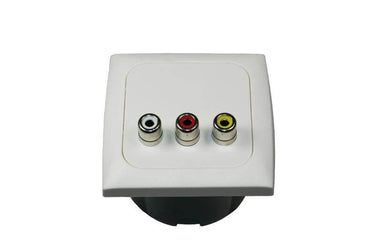 C-line video en audio contactdoos met opal afdekraam wit - zonder verkoopverpakking