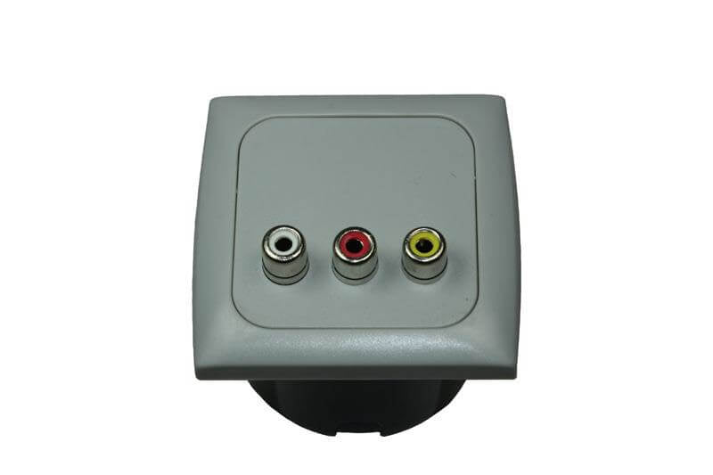Afbeelding laden in galerijviewer, C-line video en audio contactdoos met opal afdekraam grijs - zonder verkoopverpakking
