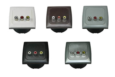C-line video en audio contactdoos met opal afdekraam zilver - zonder verkoopverpakking
