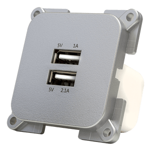 C-line wandcontactdoos met dubbele usb-a lader zilver